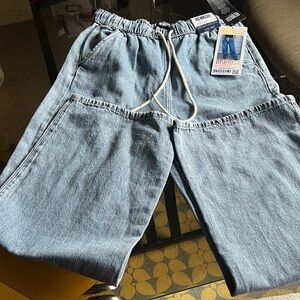 Rewash Light Blue Relaxed Fit Men's Jeans with Elastic Waist